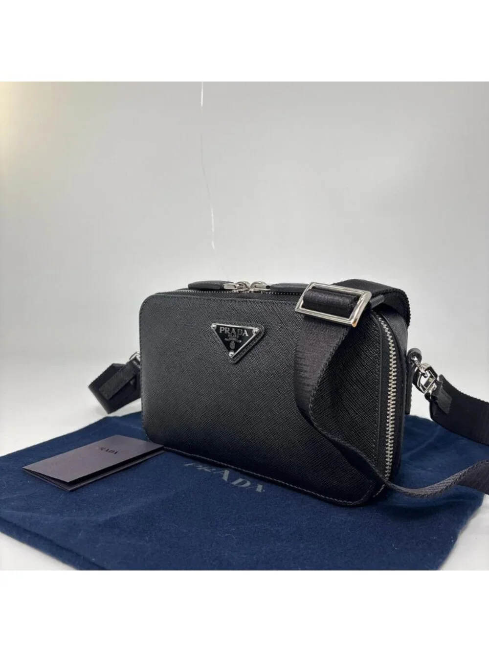 Prada IC Saffiano Leather Shoulder Bag Black